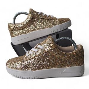 Jessica Simpson Silesta 4 Glitter Embellished Casual Sneakers Gold Women's 7.5M